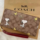 COACH x PEANUTS Snoopy Woodstock Wallet CE705 Khaki Signature