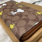 COACH x PEANUTS Snoopy Woodstock Wallet CE705 Khaki Signature